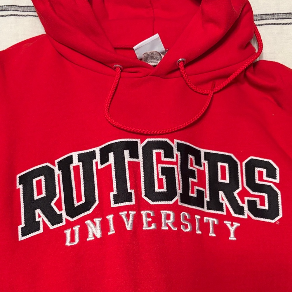 Champion Red Men's Hoodie with Bold Black & White College Lettering